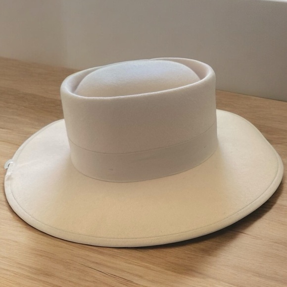 Vintage Olive & Pique Wool Hat Boaters Wide Brim Gamblers Hat, Neutral Color main image 7